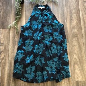 Lovers + Friends Black Teal Floral Shift Dress